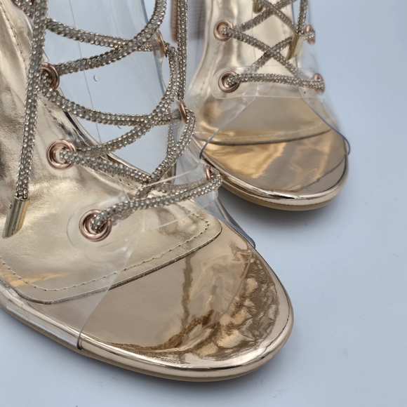 NWOT Cape Robbin Lookey Rose Gold Clear See-through Transparent Heeled Booties - Picture 3 of 16